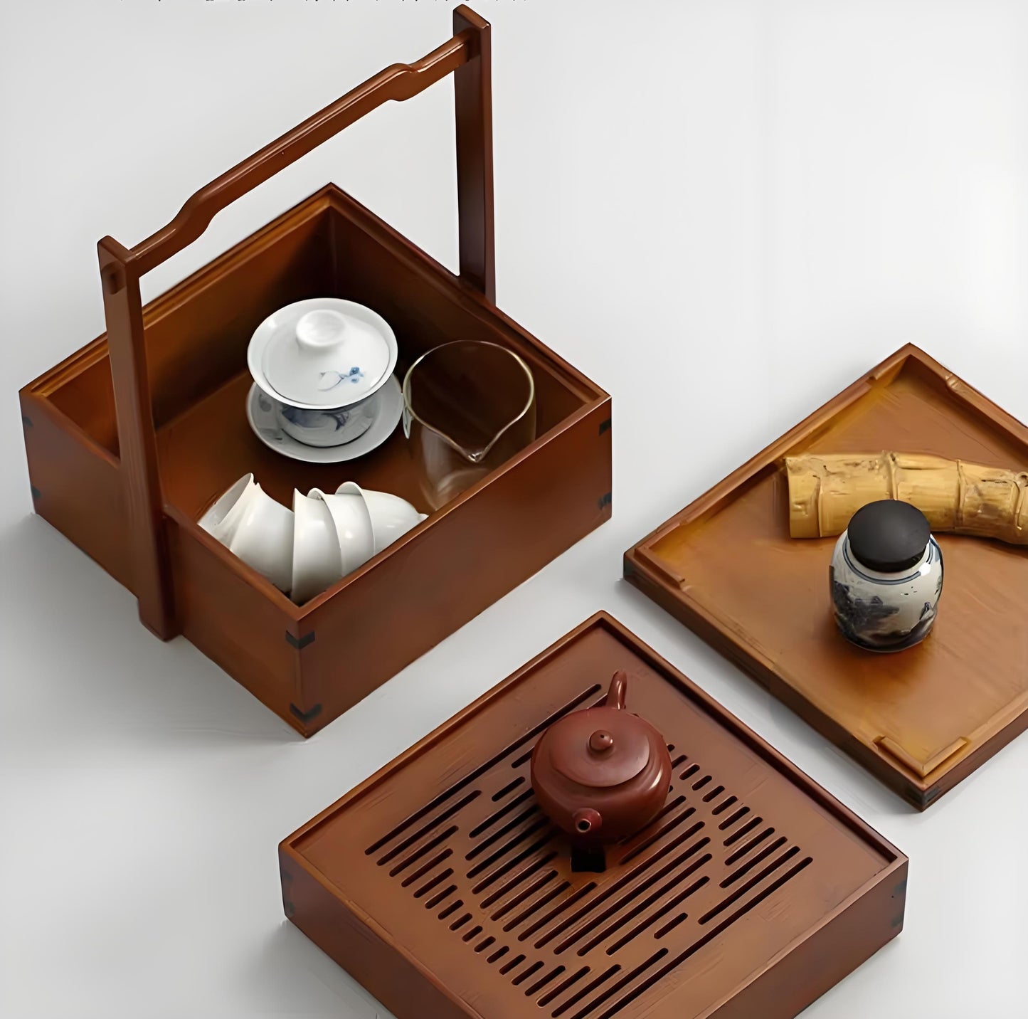 Chic Bamboo Double-Decker Tea Storage Box-Home&Kitchen-BambooChic