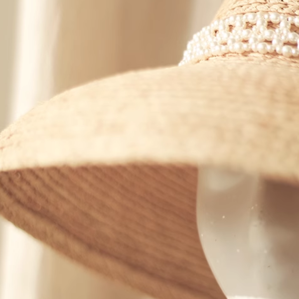 Hepburn Style Retro French Pearl Raffia Sun Hat