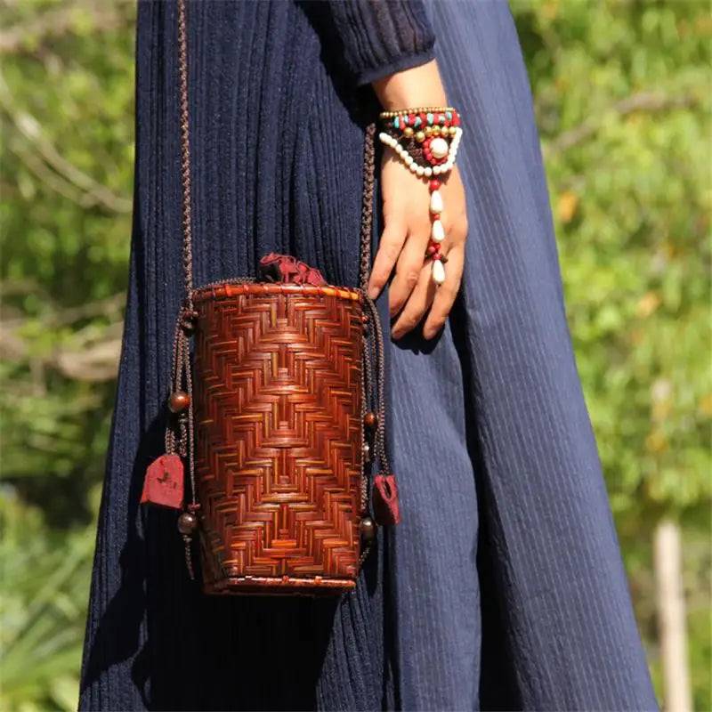 Retro Handmade Mini Natural Bamboo Woven Bag-Bag-BambooChic