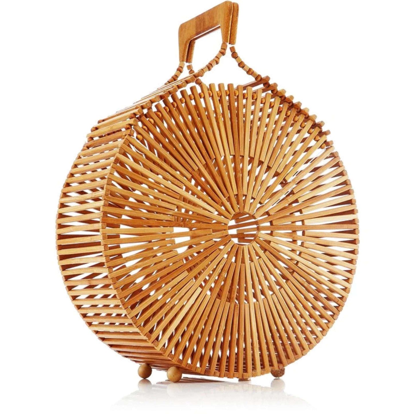 Handcrafted Eco-Friendly Bamboo Round Bag - Summer Tote for Travel & Beach-Bag-BambooChic