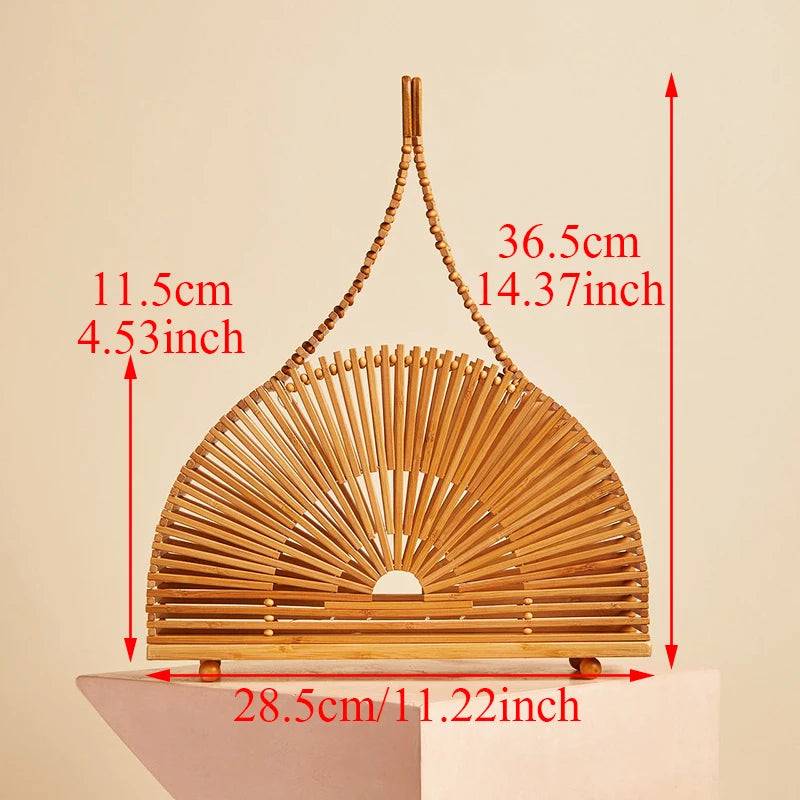 Handcrafted Eco-Friendly Bamboo Round Bag - Summer Tote for Travel & Beach-Bag-BambooChic