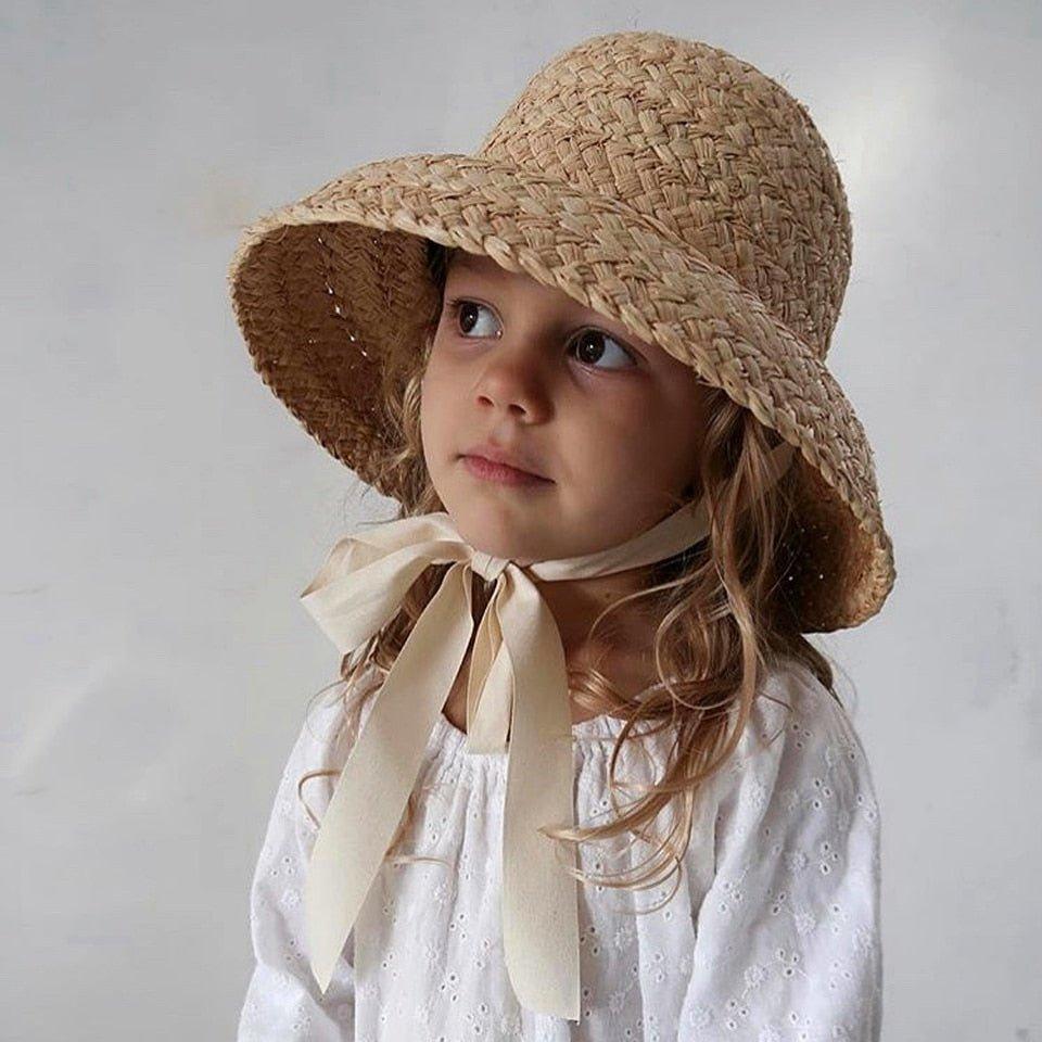 Handmade Kids Raffia Hat-Hat-BambooChic