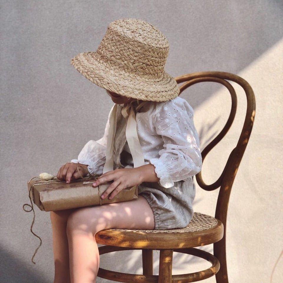 Handmade Kids Raffia Hat-Hat-BambooChic