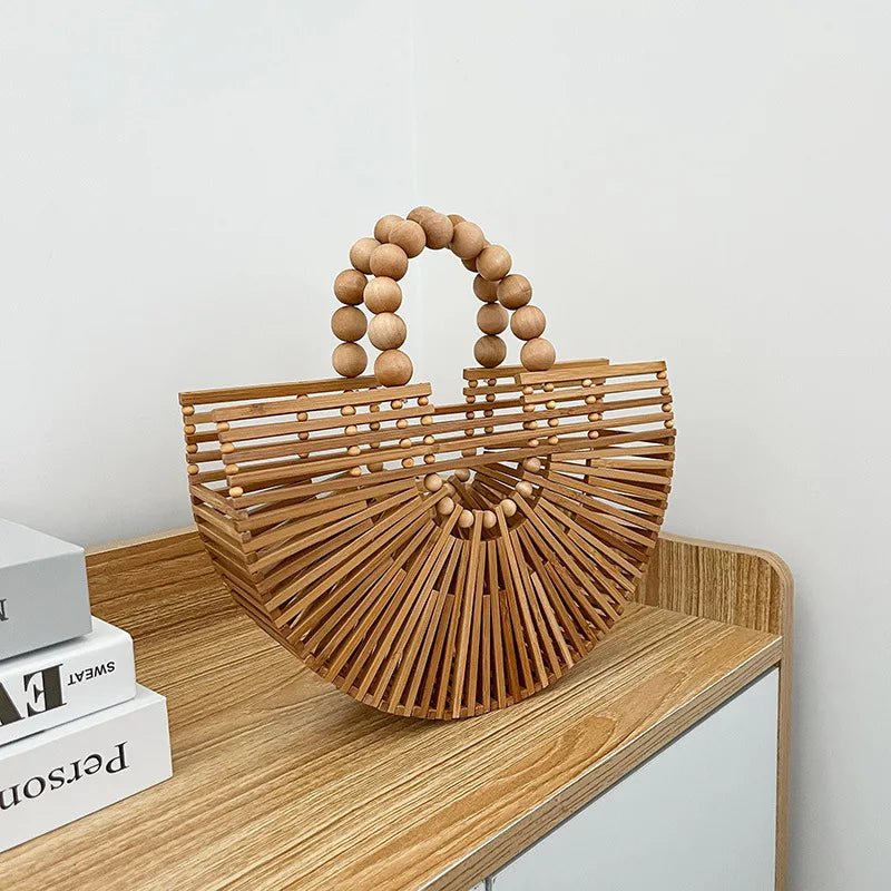 Handmade Bamboo Half-Moon Crossbody Bag-Bag-BambooChic