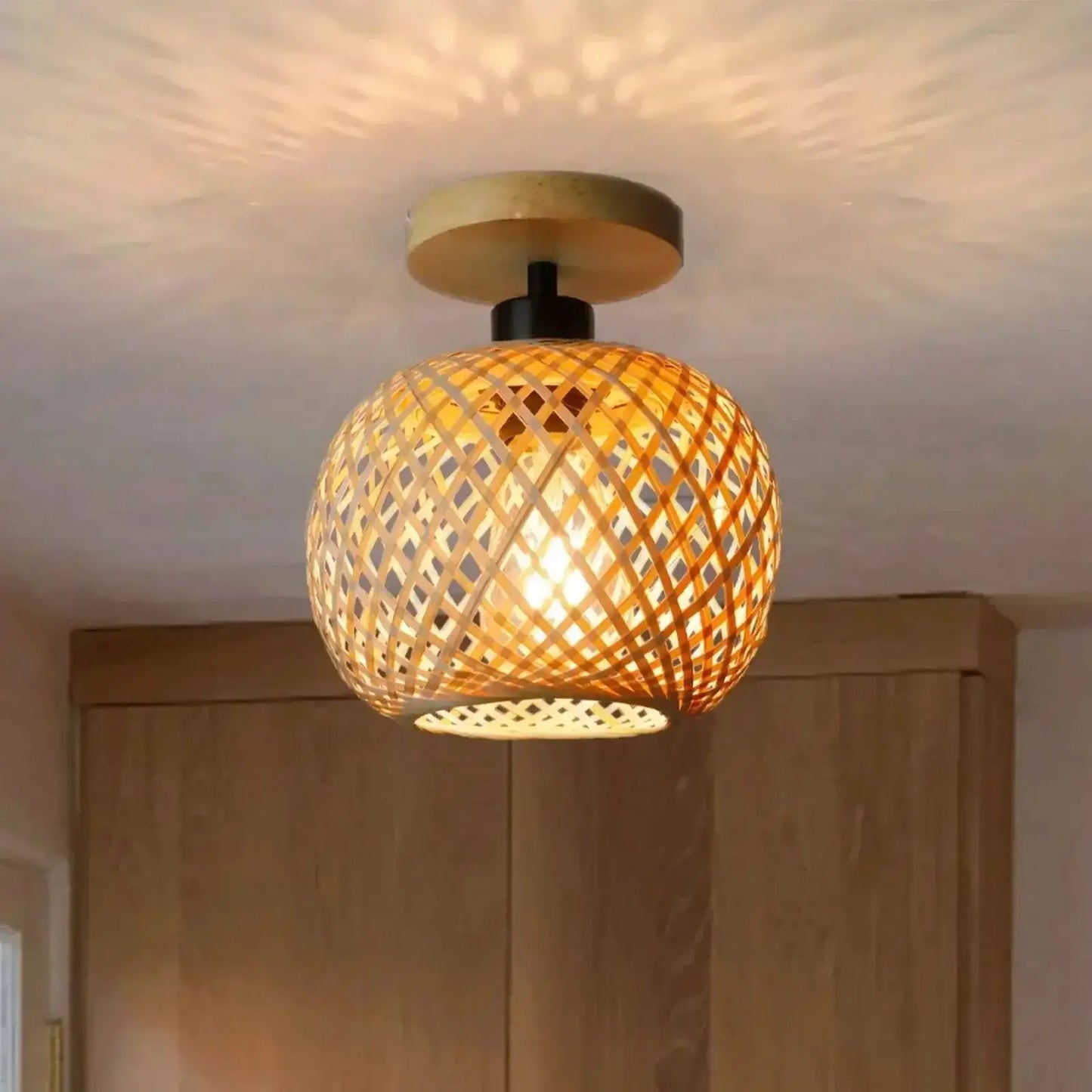 Retro Bamboo Woven Ceiling Light - Eco-Friendly Decorative Chandelier-Lamps-BambooChic