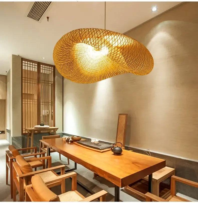 Bamboo LED Pendant Light - Handcrafted Boho Chandelier-Lamp Shades-BambooChic