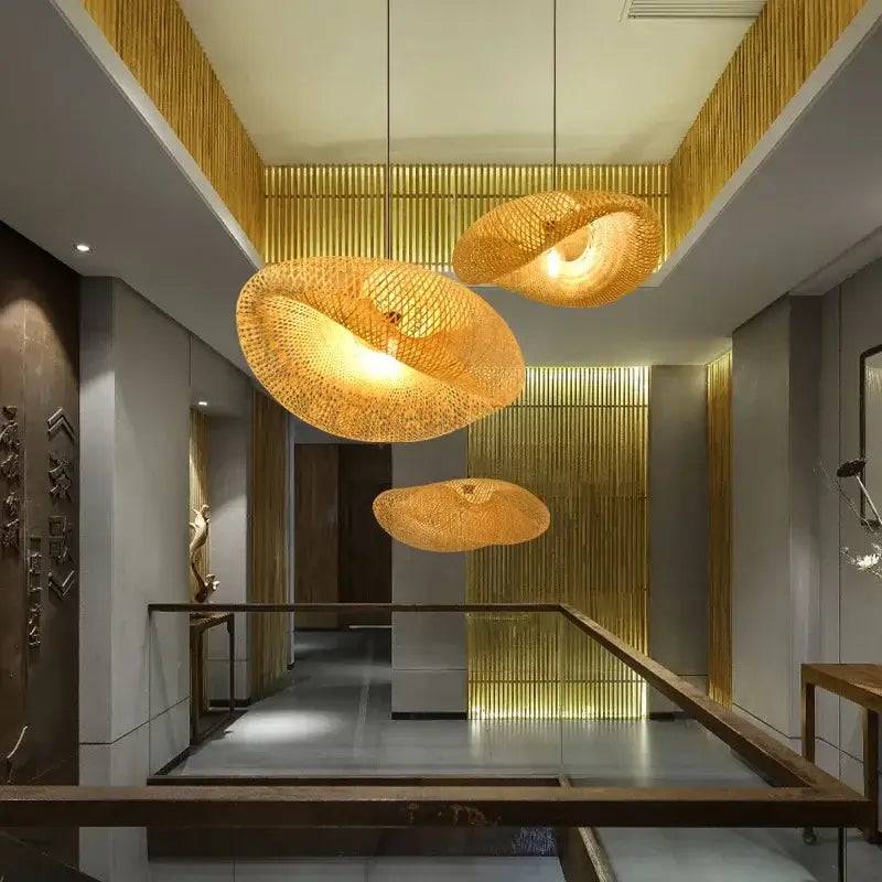 Bamboo LED Pendant Light - Handcrafted Boho Chandelier-Lamp Shades-BambooChic