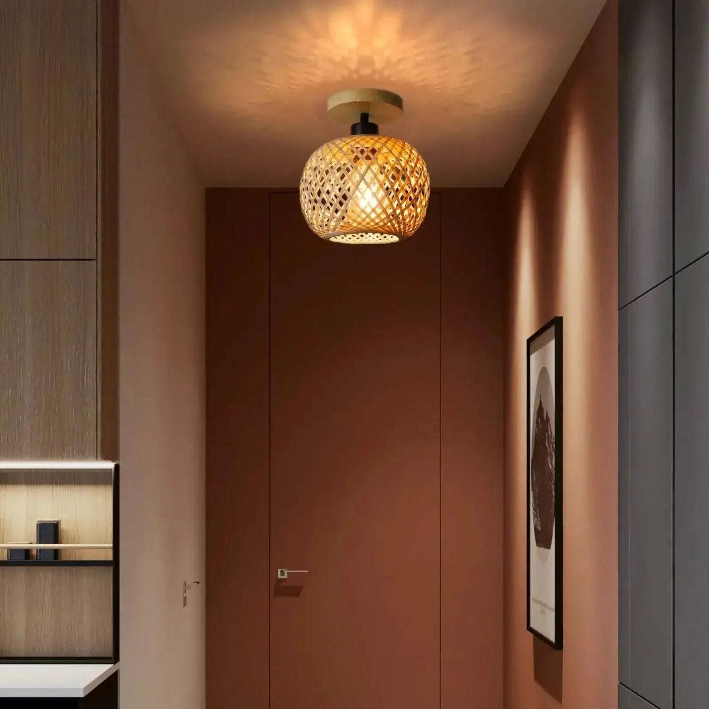 Retro Bamboo Woven Ceiling Light - Eco-Friendly Decorative Chandelier-Lamps-BambooChic