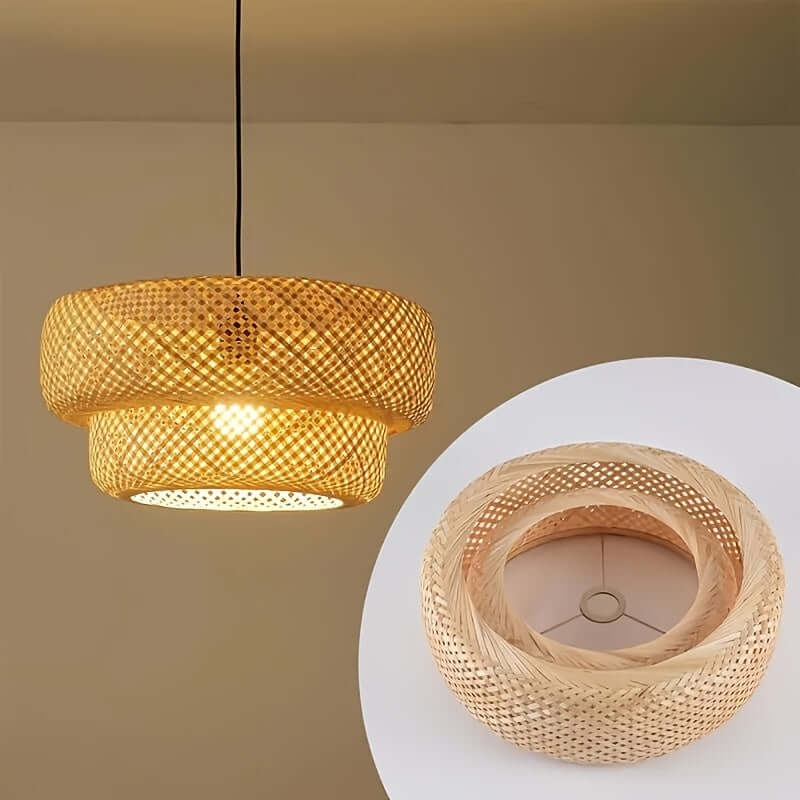 Zen-Chic Bamboo Ambiance: Handcrafted Wireless Bamboo Lampshade-Lamp Shades-BambooChic