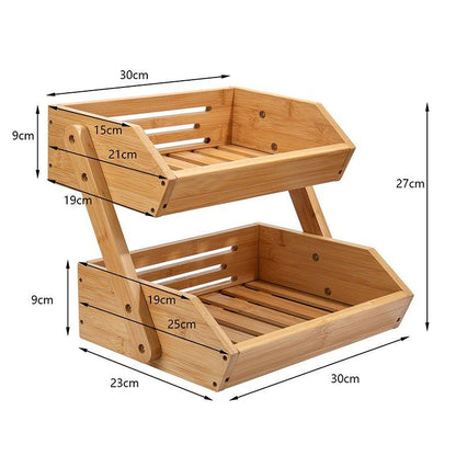 2-Tier Bamboo Kitchen Storage Basket-BambooChic