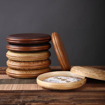 Handwoven Bamboo Tea Cake Storage Box-BambooChic