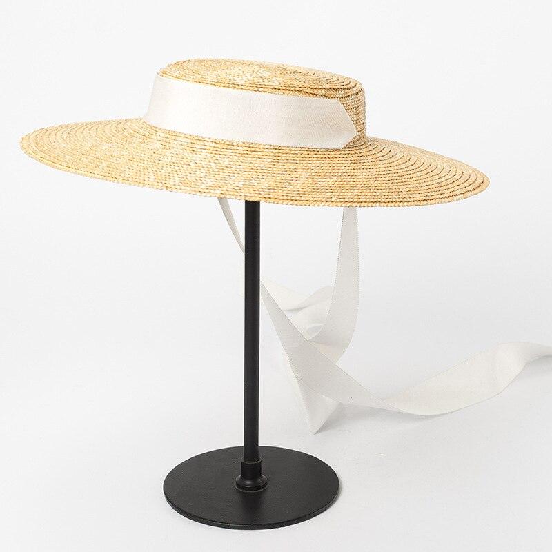 Chic Natural Straw Hat with Elegant Ribbon-Hat-BambooChic