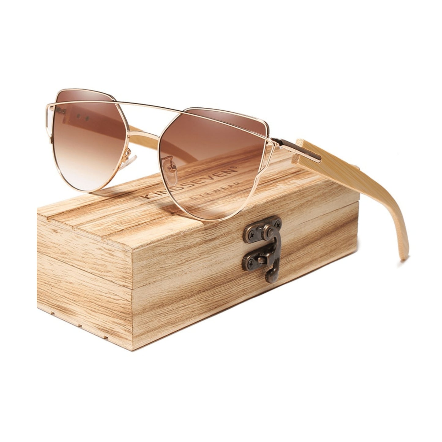 Eco-Friendly Bamboo Cat Eye Sunglasses with Brown Gradient Lenses - Retro Chic-BambooChic