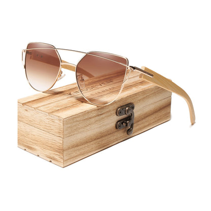 Eco-Friendly Bamboo Cat Eye Sunglasses with Brown Gradient Lenses - Retro Chic-BambooChic