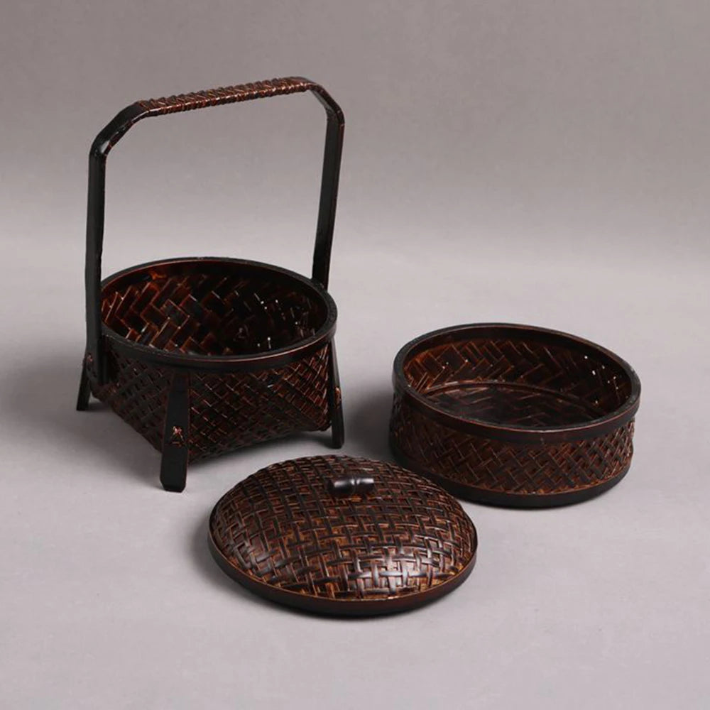 Handmade Bamboo Tea Set Storage Box - Eco-Friendly Chinese Basket-BambooChic