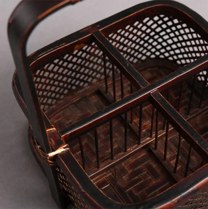 Handmade Bamboo Tea Set Storage Box - Eco-Friendly Chinese Basket-BambooChic