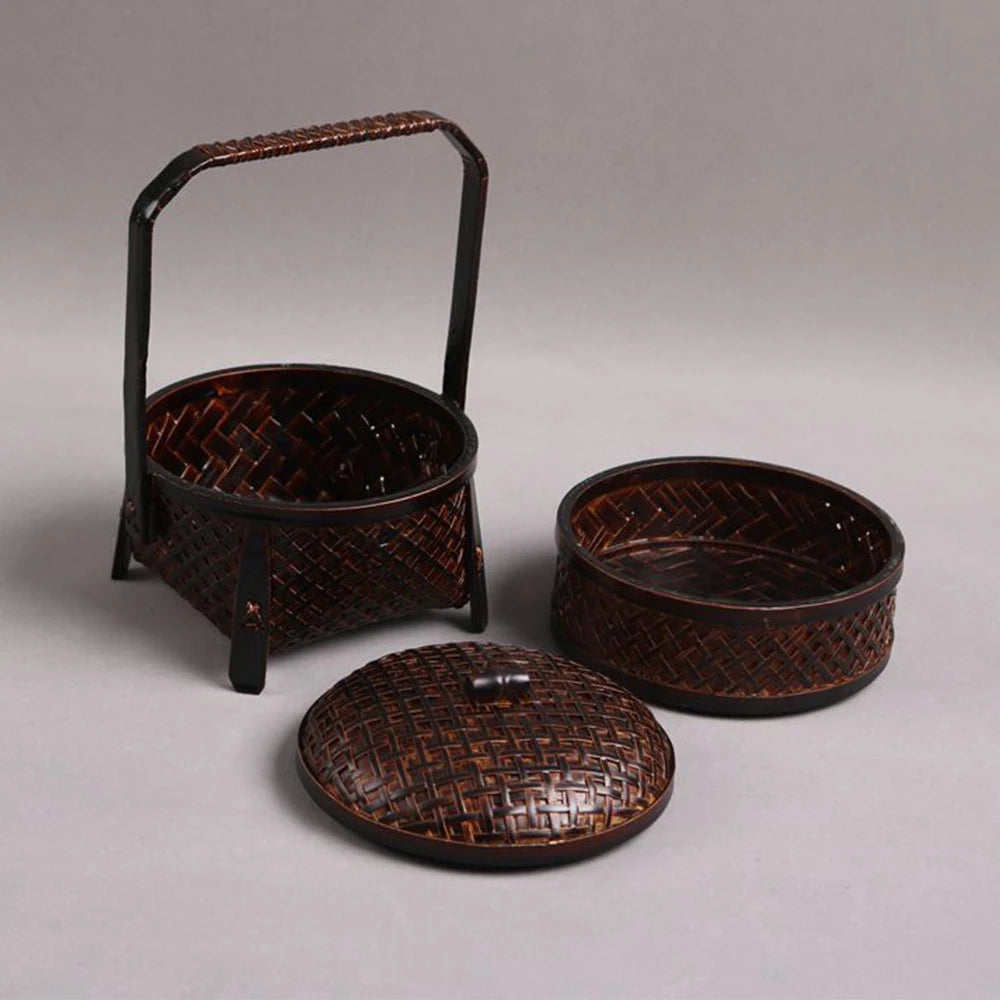 Handmade Bamboo Tea Set Storage Box - Eco-Friendly Chinese Basket-BambooChic