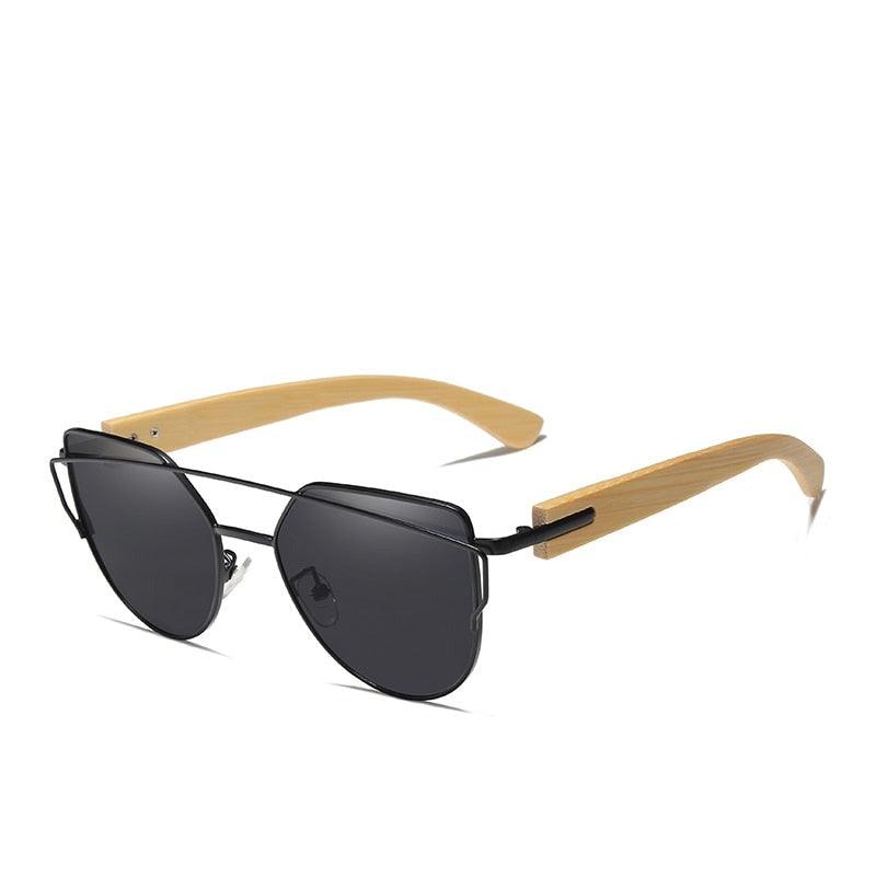 Eco-Friendly Bamboo Cat Eye Sunglasses with Brown Gradient Lenses - Retro Chic-BambooChic