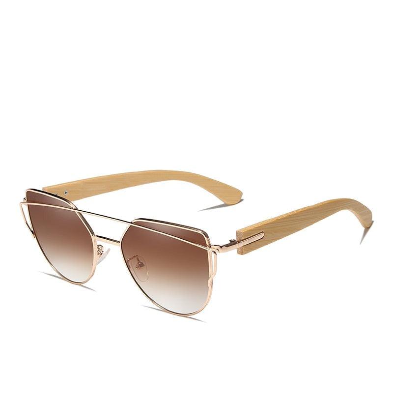 Eco-Friendly Bamboo Cat Eye Sunglasses with Brown Gradient Lenses - Retro Chic-BambooChic