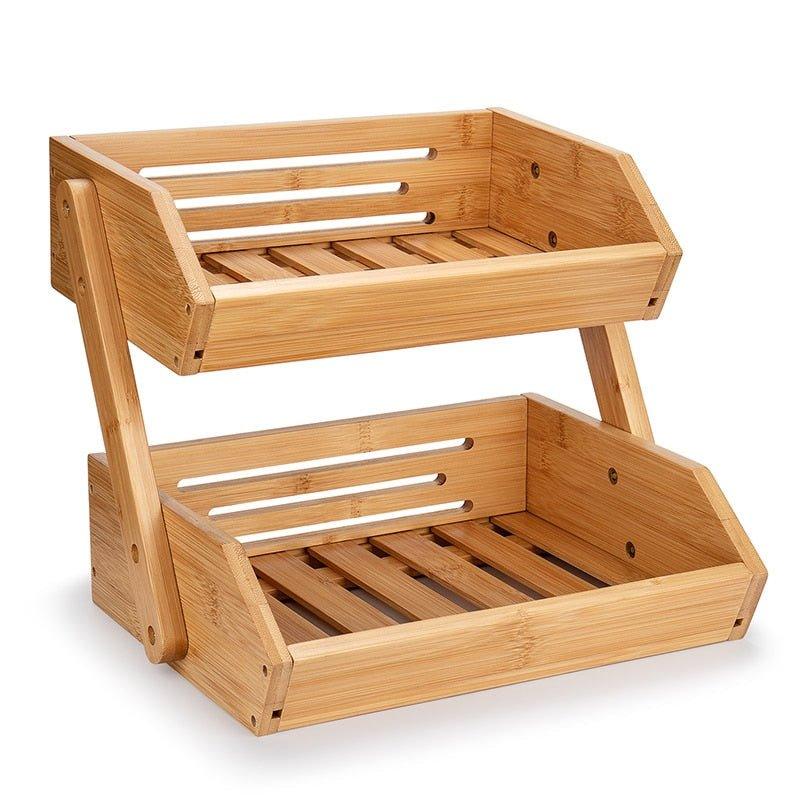 2-Tier Bamboo Kitchen Storage Basket-BambooChic