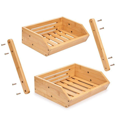 2-Tier Bamboo Kitchen Storage Basket-BambooChic