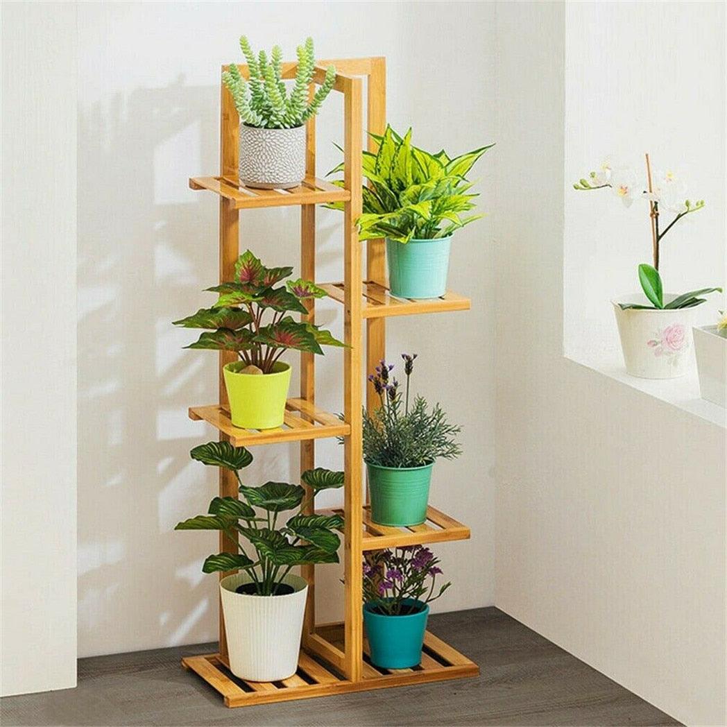 Premium Bamboo Plant Stand - 5/6 Tier for Indoor & Outdoor Use - Patio Garden-BambooChic