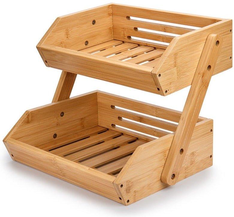 2-Tier Bamboo Kitchen Storage Basket-BambooChic