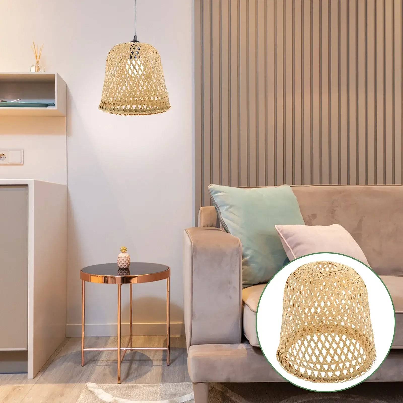 Zen Chic Bamboo Woven Lamp Shade - Handcrafted Vintage Boho Lighting-Lamp Shades-BambooChic