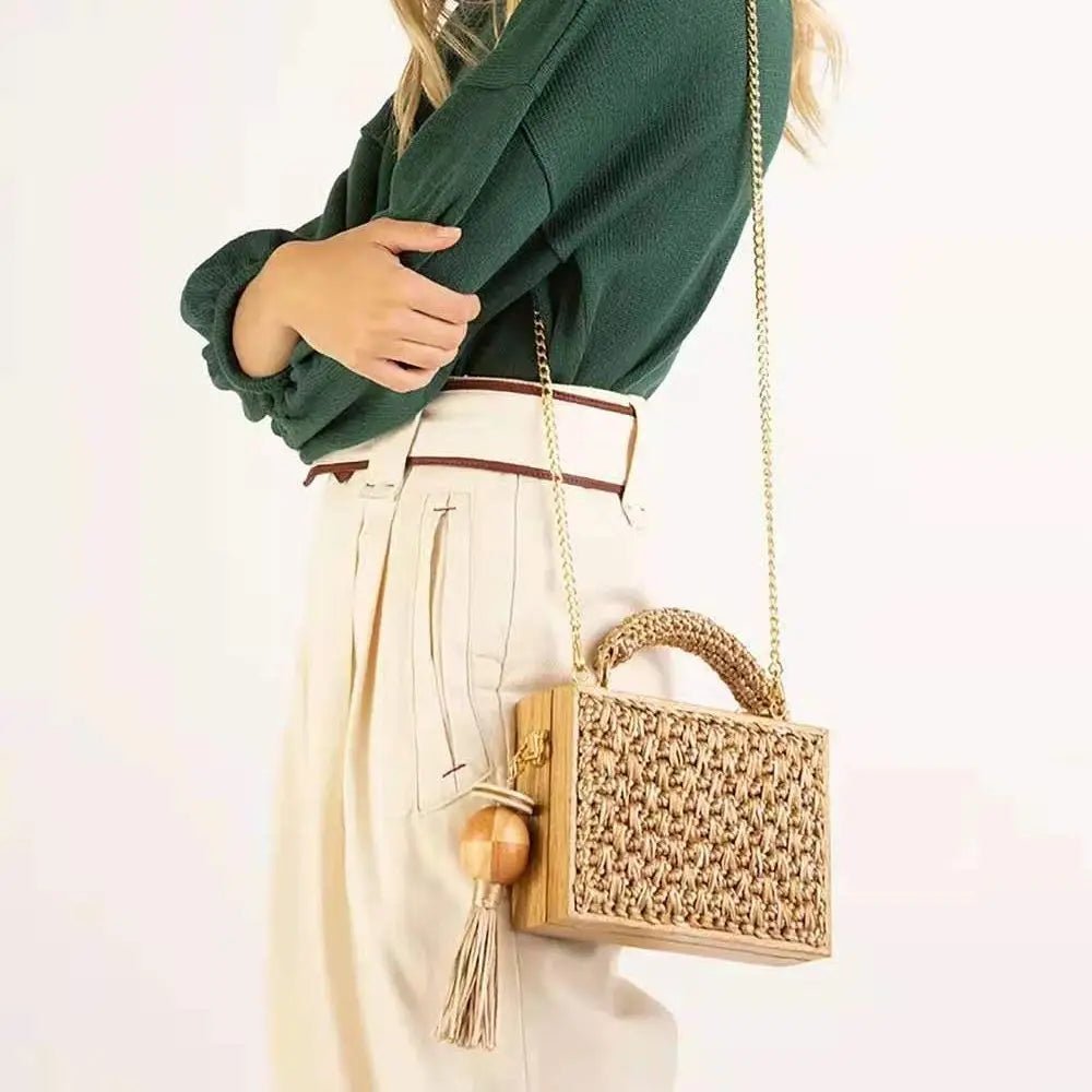 Boho Chic Bamboo Tassel Woven Crossbody Bag-BambooChic