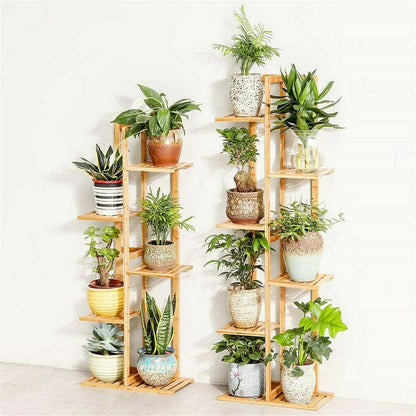 Premium Bamboo Plant Stand - 5/6 Tier for Indoor & Outdoor Use - Patio Garden-BambooChic