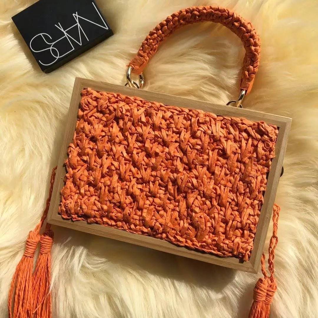 Boho Chic Bamboo Tassel Woven Crossbody Bag-BambooChic