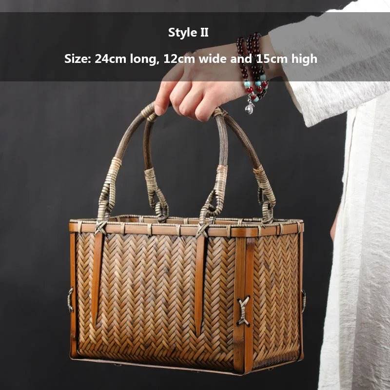 Handcrafted Bamboo Mini Tote - Traditional Chinese Style-BambooChic