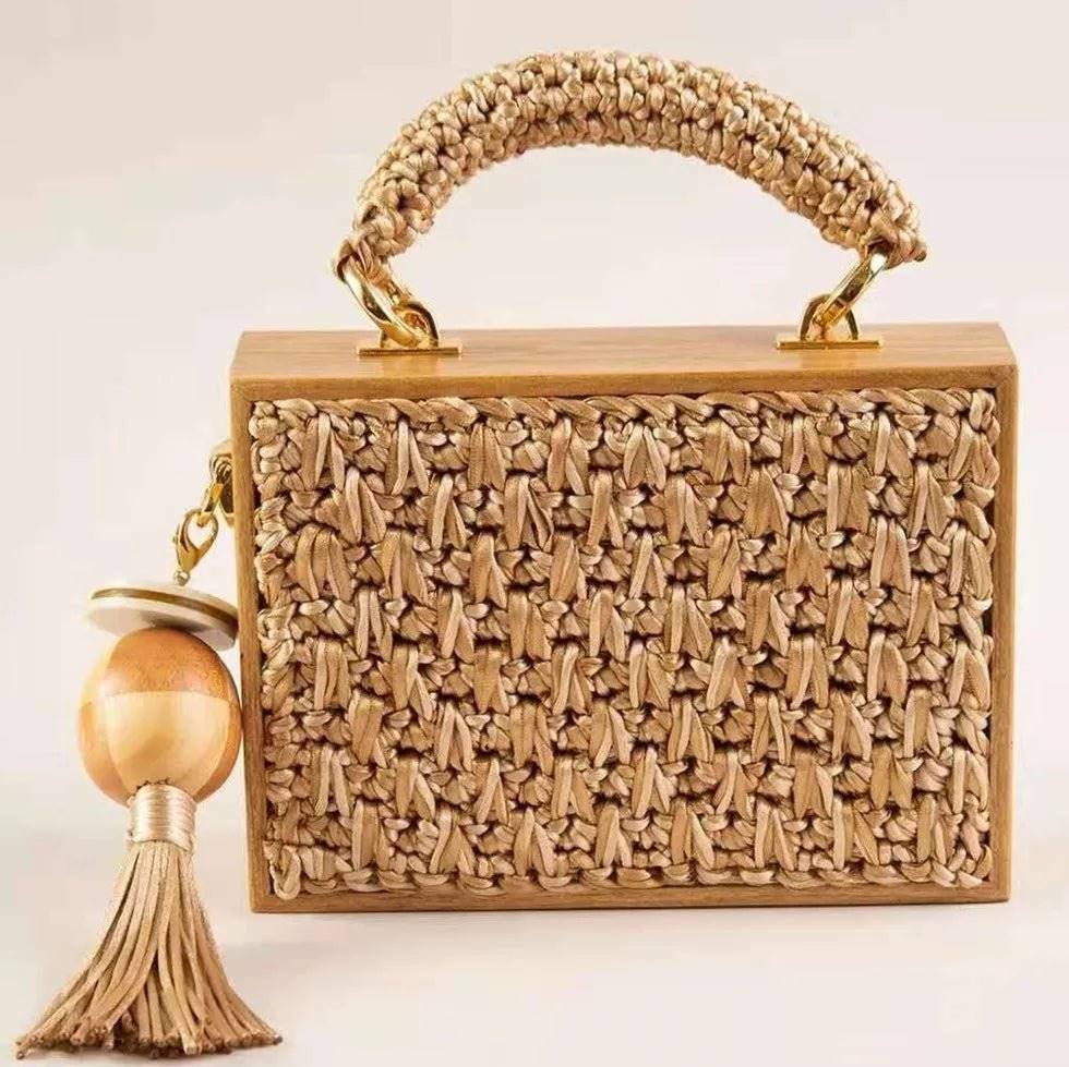 Boho Chic Bamboo Tassel Woven Crossbody Bag-BambooChic