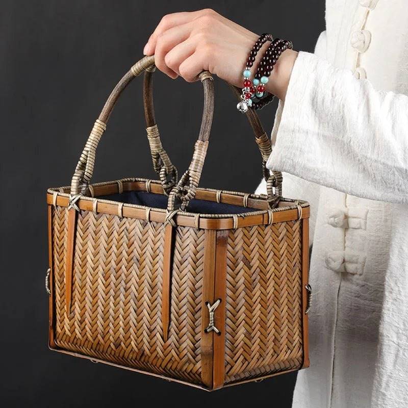 Handcrafted Bamboo Mini Tote - Traditional Chinese Style-BambooChic