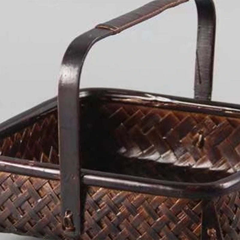 Handcrafted Bamboo Storage Basket - Eco-Friendly Retro Basket for Tea Sets and Fruits-BambooChic