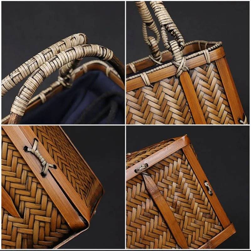 Handcrafted Bamboo Mini Tote - Traditional Chinese Style-BambooChic