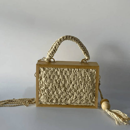 Boho Chic Bamboo Tassel Woven Crossbody Bag-BambooChic