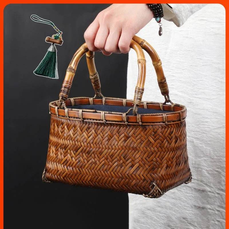 Handcrafted Bamboo Mini Tote - Traditional Chinese Style-BambooChic