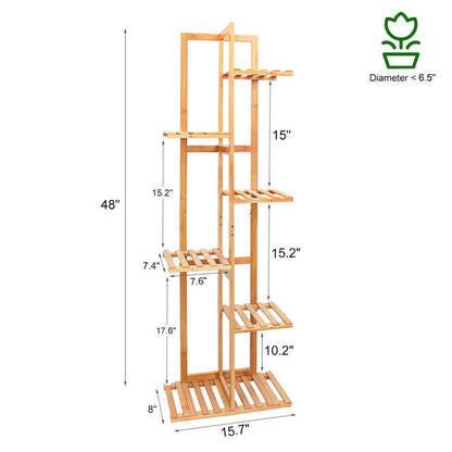 Premium Bamboo Plant Stand - 5/6 Tier for Indoor & Outdoor Use - Patio Garden-BambooChic