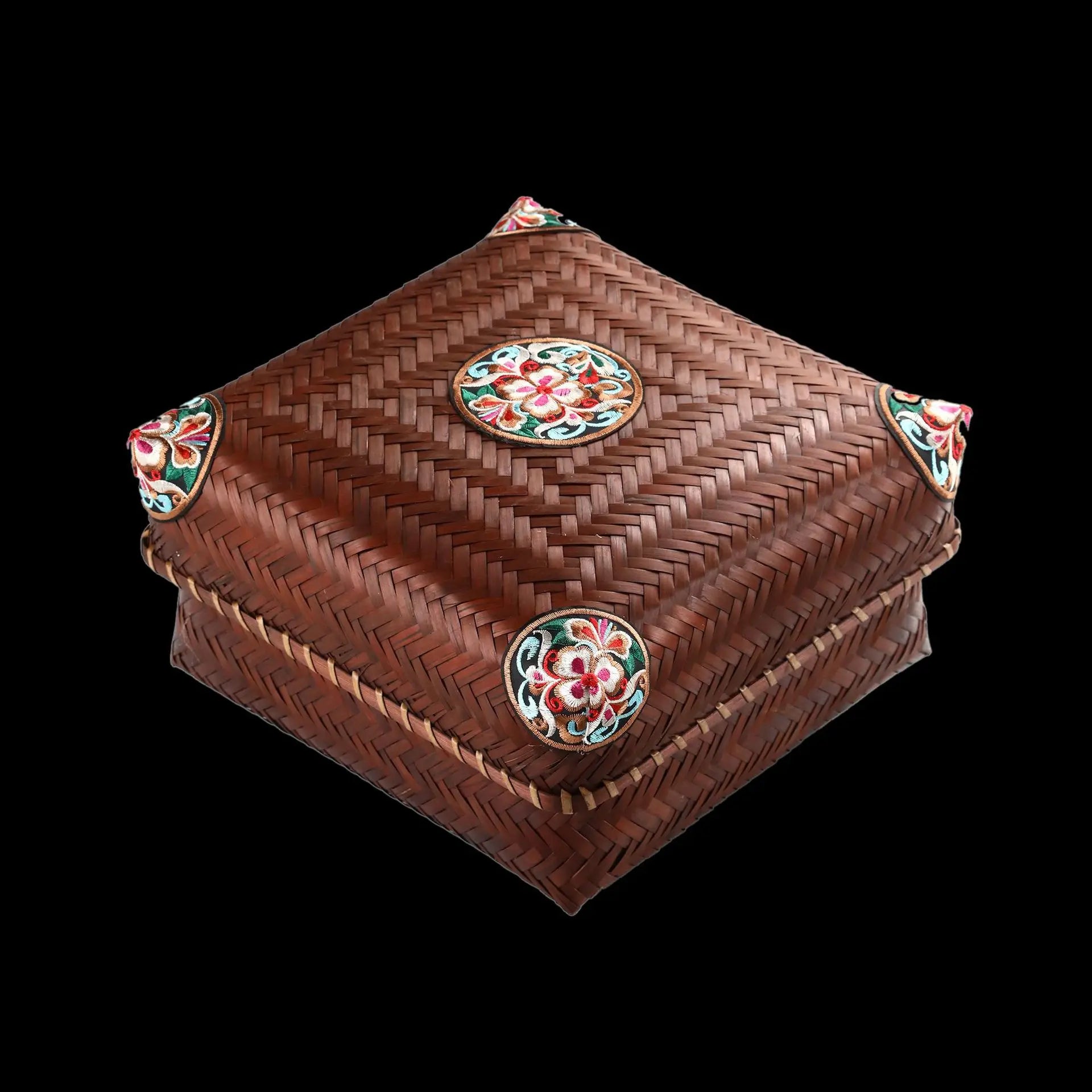 Premium Hand-Woven Bamboo Storage Box - Elegant Square Tea Set & Snack Organizer with Lid-BambooChic