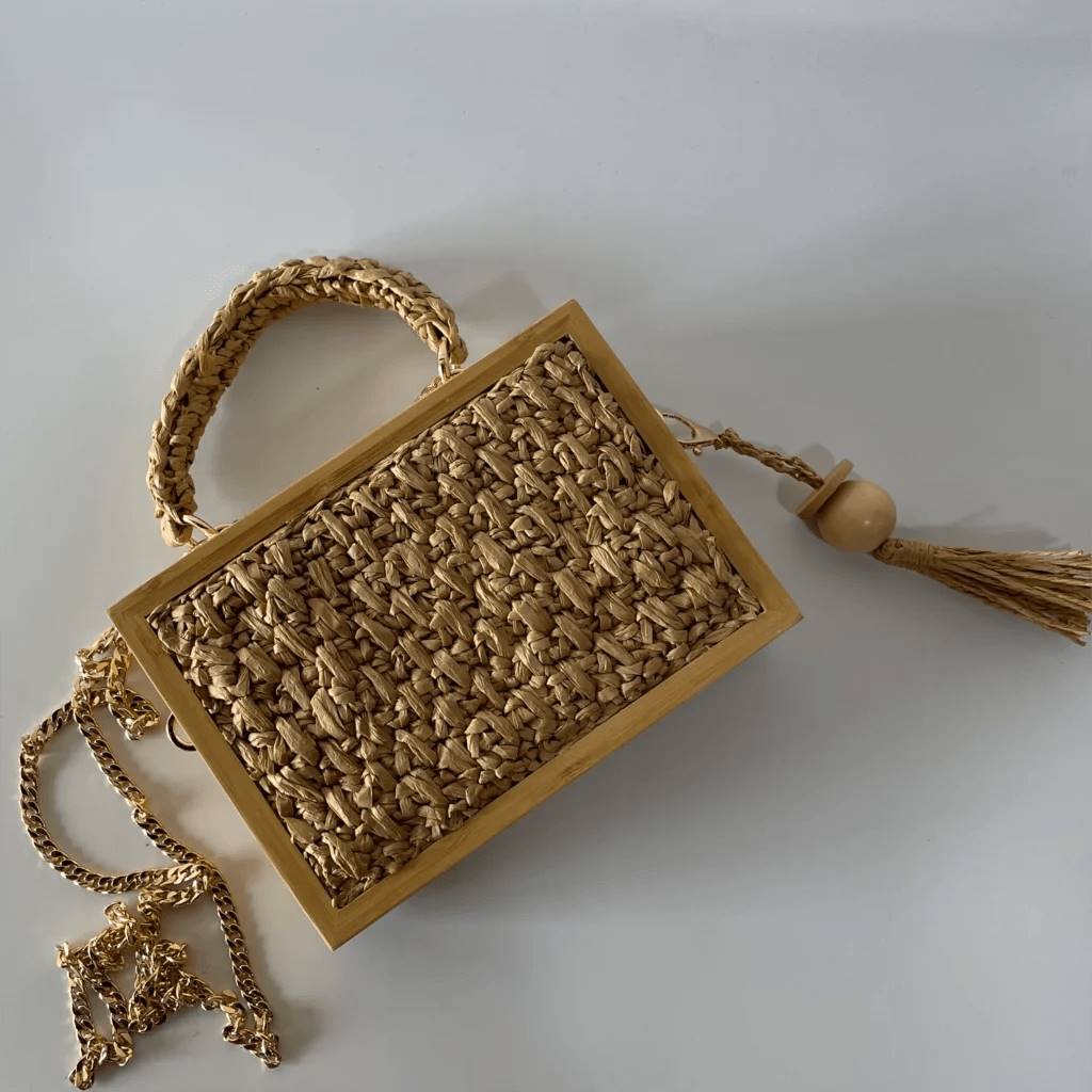 Boho Chic Bamboo Tassel Woven Crossbody Bag-BambooChic