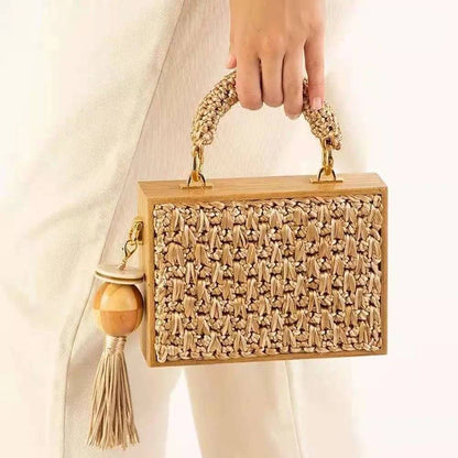 Boho Chic Bamboo Tassel Woven Crossbody Bag-BambooChic