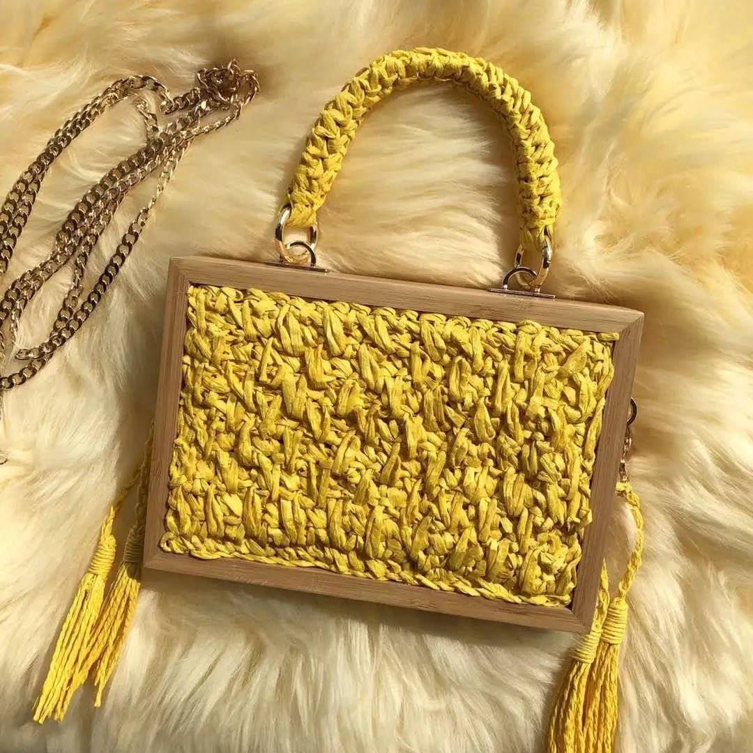 Boho Chic Bamboo Tassel Woven Crossbody Bag-BambooChic