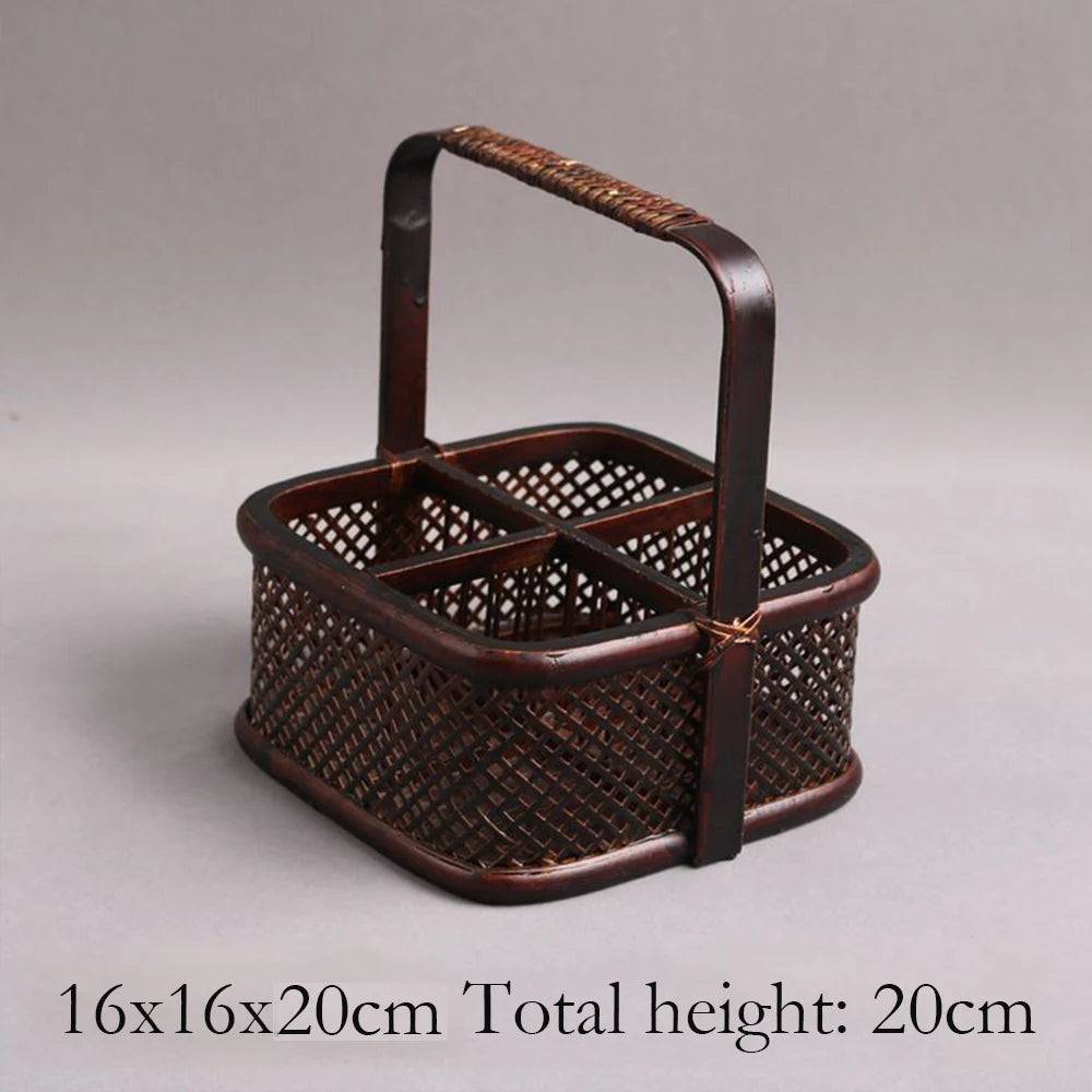 Handmade Bamboo Tea Set Storage Box - Eco-Friendly Chinese Basket-BambooChic