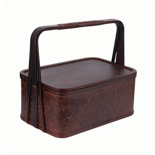 Elegant Natural Bamboo Tea Set Storage Basket - Eco-Friendly Travel Container-BambooChic